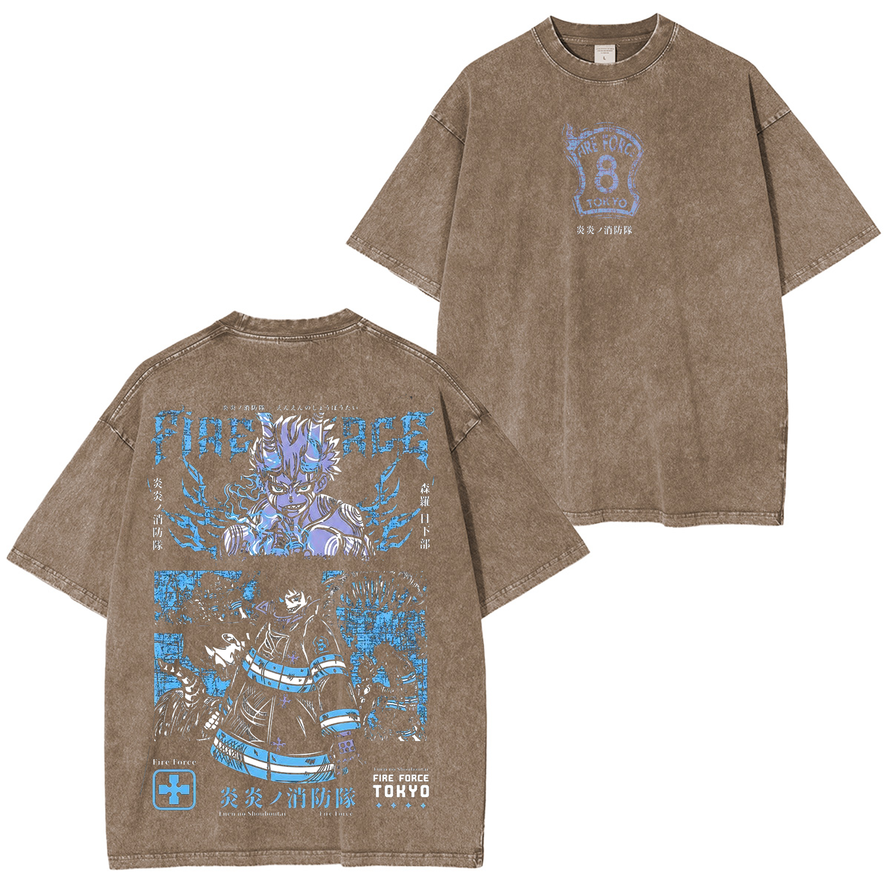 Shinra Kusakabe- Fire Force  Anime Washed T-shirt/Crewneck/Hoodie
