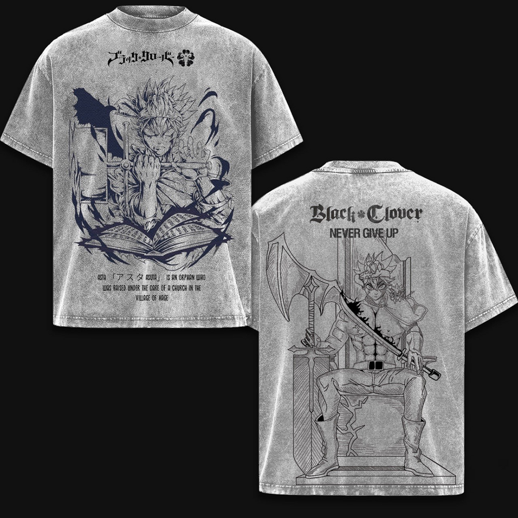 Asta x Black Bulls Black Clover Anime Washed T-shirt/Crewneck/Hoodie