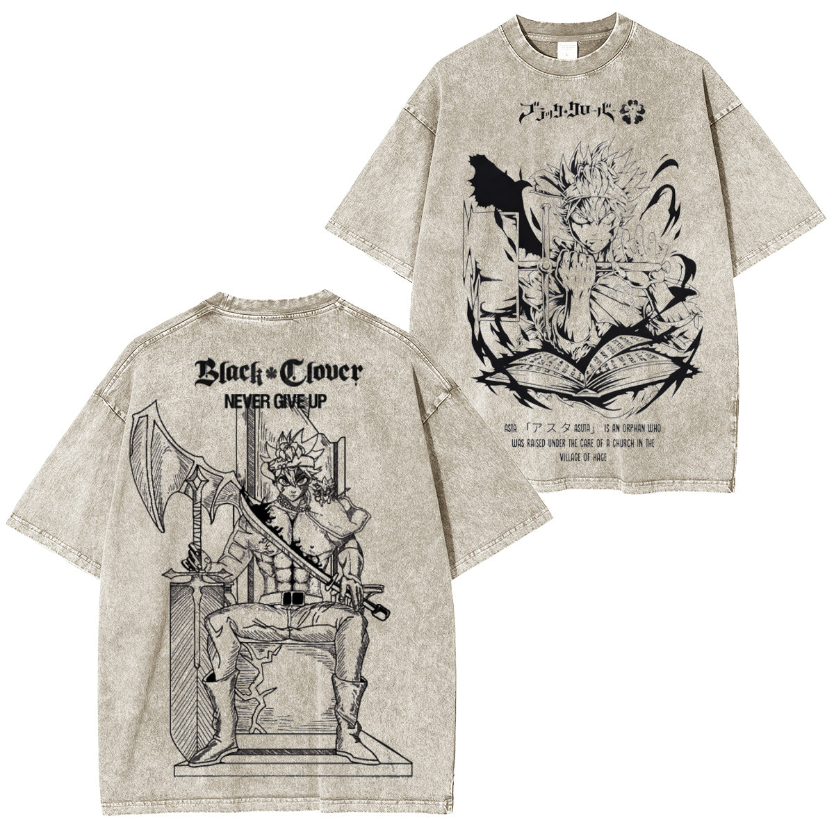 Asta x Black Bulls Black Clover Anime Washed T-shirt/Crewneck/Hoodie