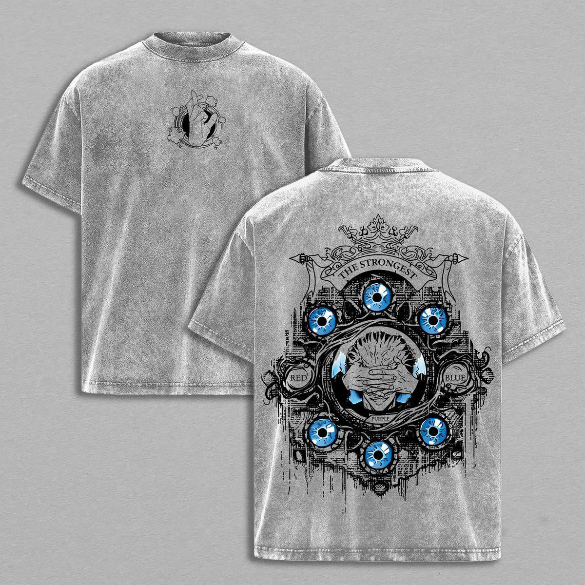 Gojo Satoru Six Eyes Washed Tee ¡§C Jujutsu Kaisen Vintage Oversized Heavy Cotton T-Shirt