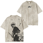Asta x Black Bulls Black Clover Anime Double Printed Vintage Washed Tee Unisex