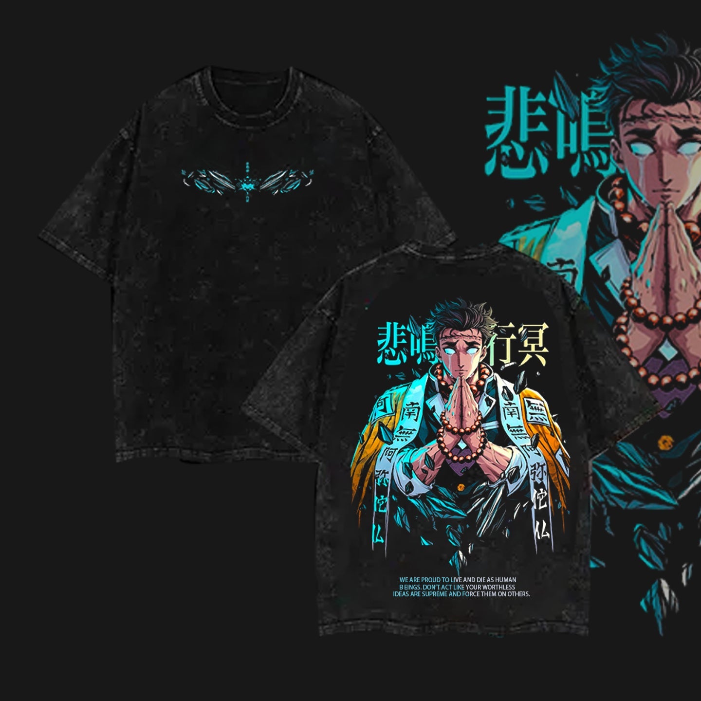 Hashira Demon Slayer Tee a€?Rengoku, Giyu, Tengen, Obanai, Gyomei, Mitsuri Vintage Washed Oversized T-Shirt