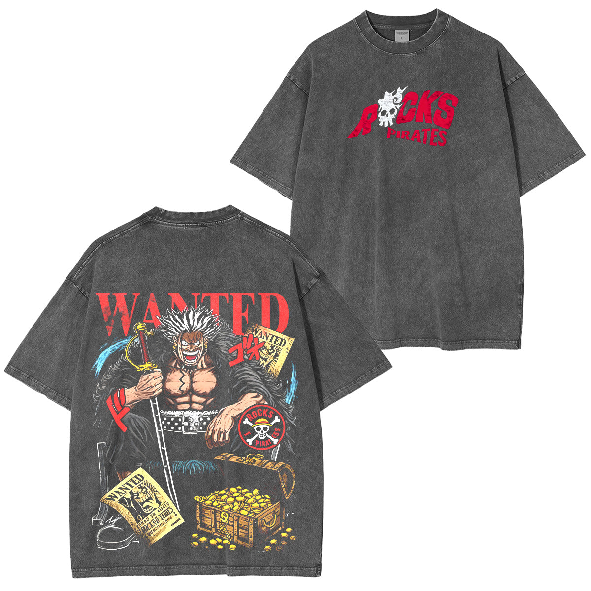 One Piece anime ：Rocks Pirates Vintage washed T-shirt/Crewneck/Hoodie