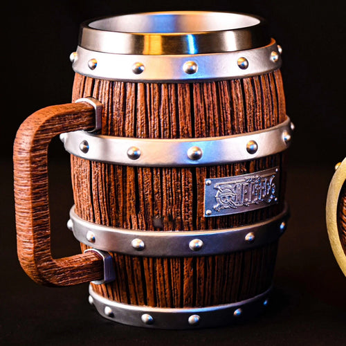 Anime Figure One Piece Wine Barrel Cup Ace Luffy Sabo Cheers Mug with Handle