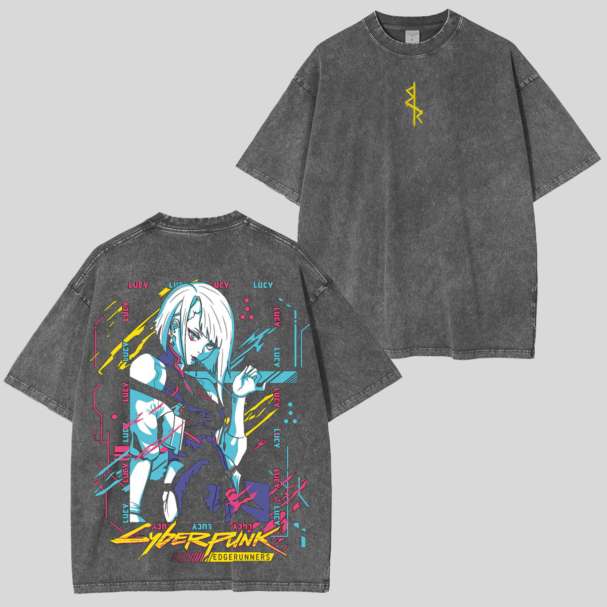 Retro Limited Edgerunners Neoncore Lucy Unisex Acid Washed Lightweight T-Shirt