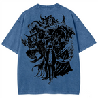 Retro Limited Sung Jin Woo Solo Leveling anime Washed Cotton T-shirt