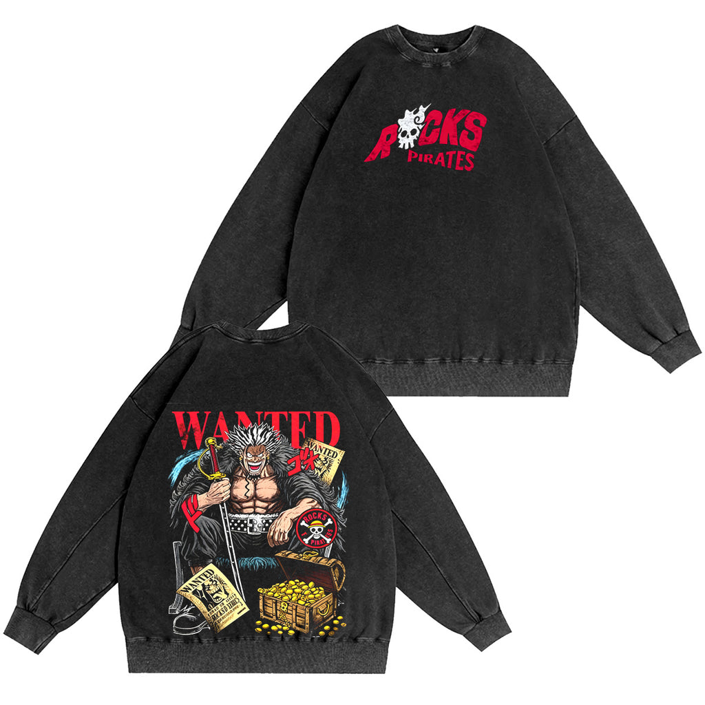 One Piece anime ：Rocks Pirates Vintage washed T-shirt/Crewneck/Hoodie