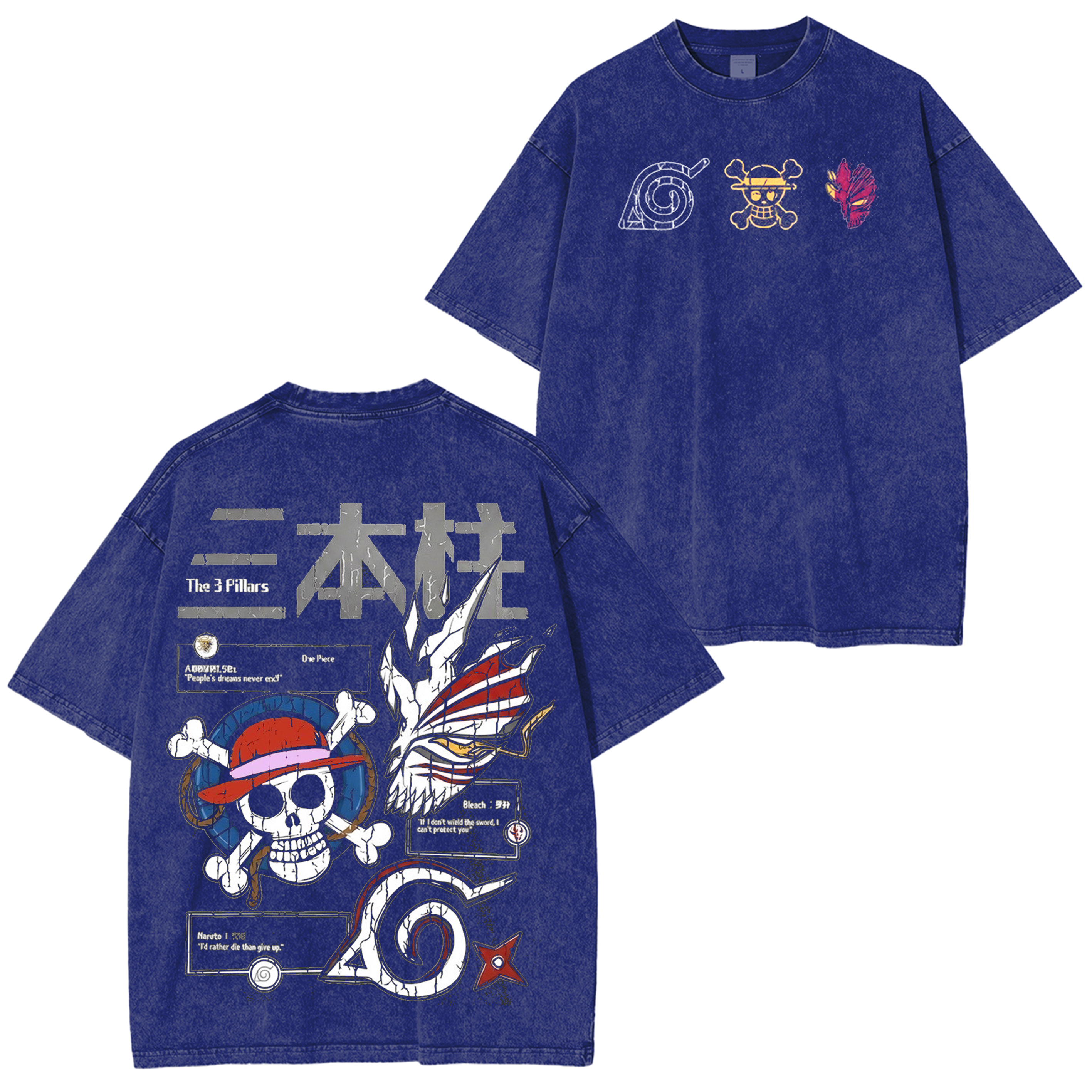 Bleach,One piece, Naruto AnimeWashed T-shirt/Crewneck/Hoodie