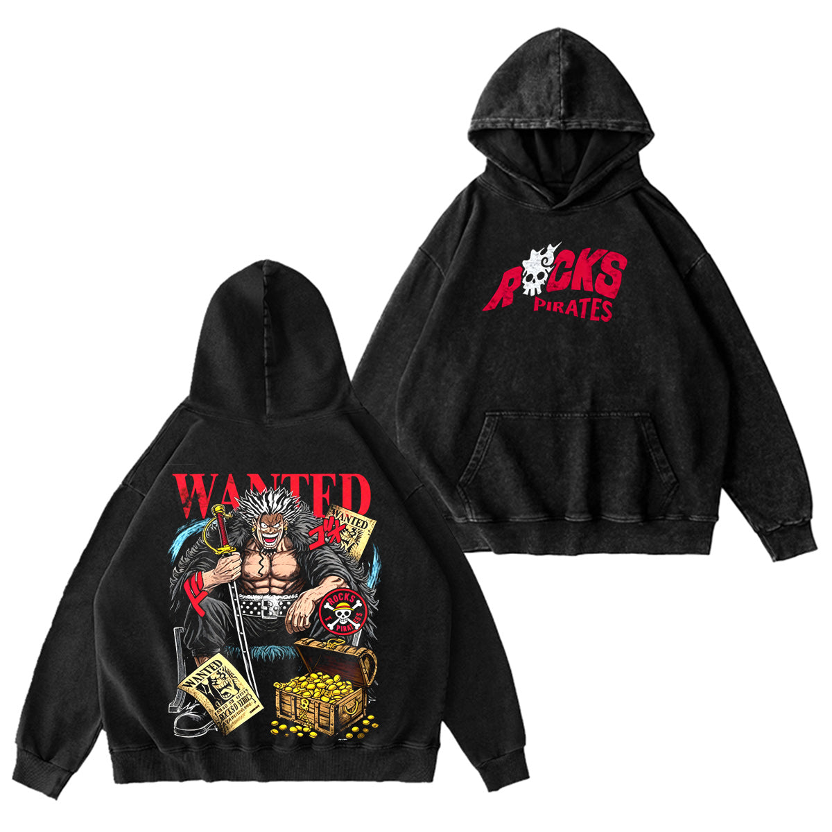 One Piece anime ：Rocks Pirates Vintage washed T-shirt/Crewneck/Hoodie