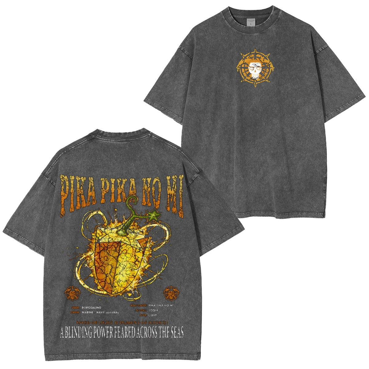 Pika Pika no Mi One Piece Vintage Washed T-shirt/Crewneck/Hoodie