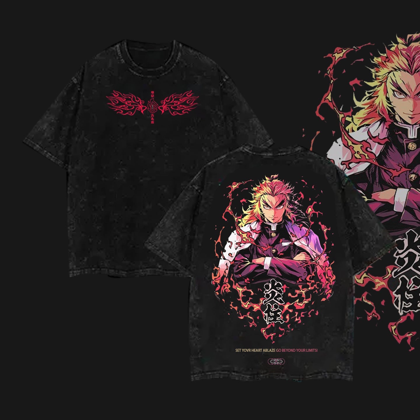 Hashira Demon Slayer Tee a€?Rengoku, Giyu, Tengen, Obanai, Gyomei, Mitsuri Vintage Washed Oversized T-Shirt