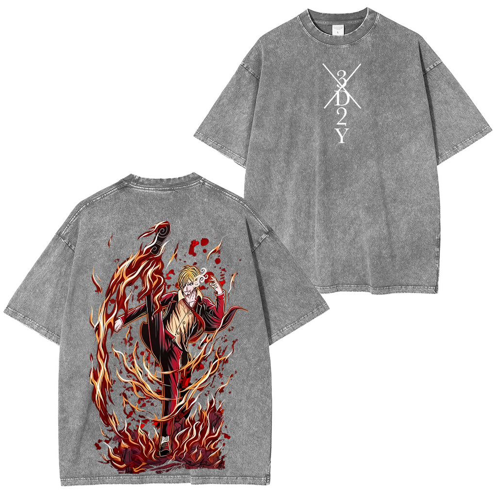 One Piece�?Sanji Vintage washed T-shirt/Crewneck/Hoodie