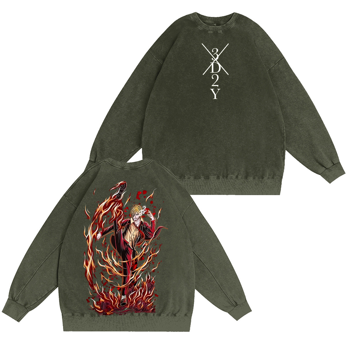 One Piece�?Sanji Vintage washed T-shirt/Crewneck/Hoodie
