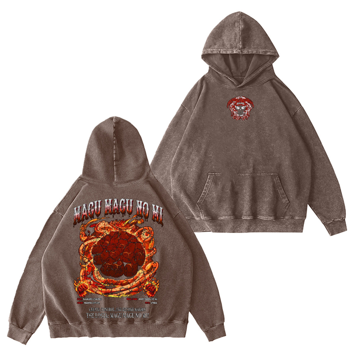 Magu Magu no Mi One Piece Vintage Washed T-shirt/Crewneck/Hoodie
