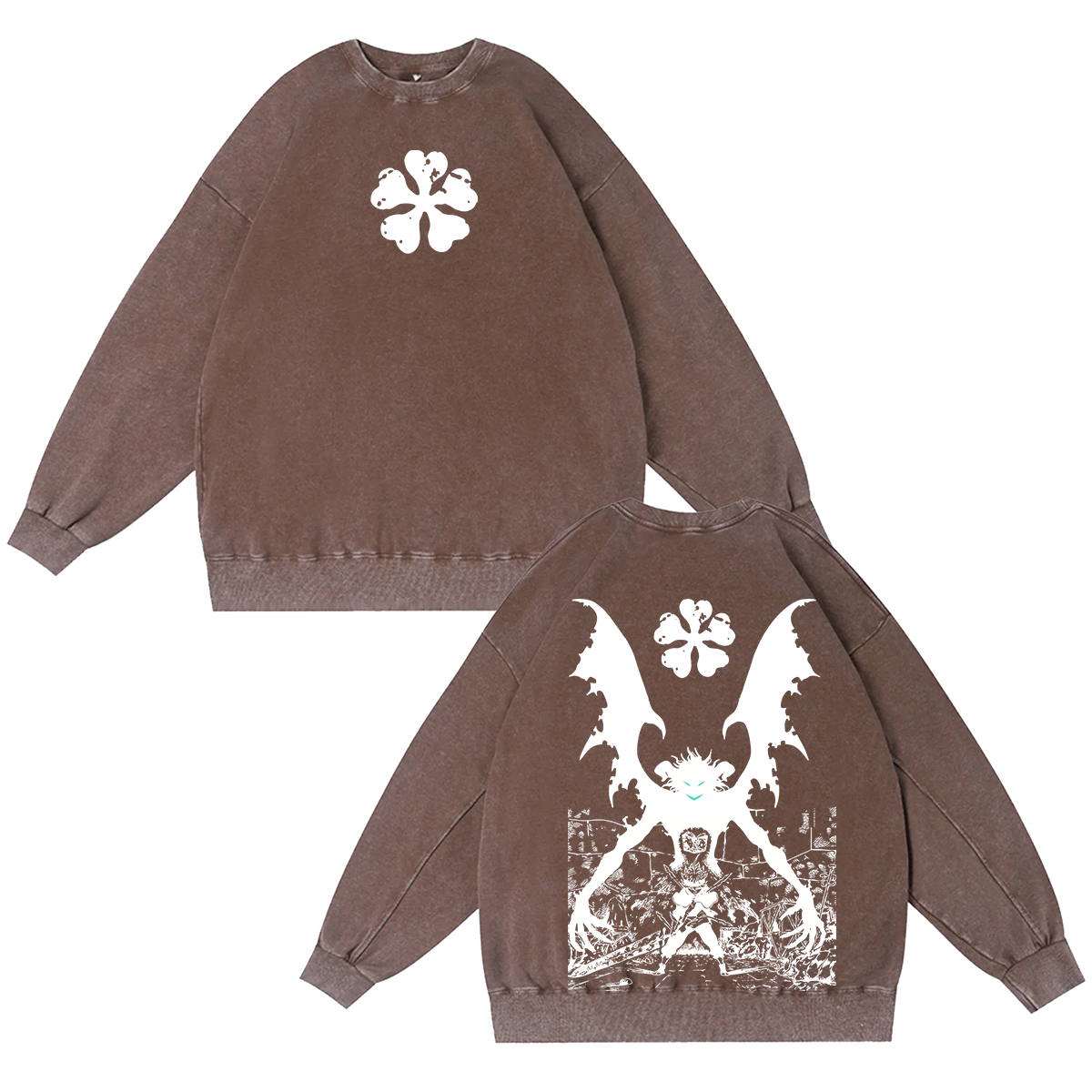 Black Clover Streetwear Inspired Anim Washed T-shirt/Crewneck/Hoodie