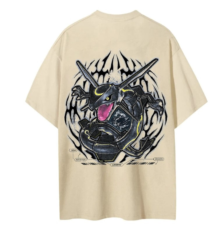 Rayquaza Vintage Oversized T-Shirt ¨C Acid Washed Heavyweight Cotton Anime Tee