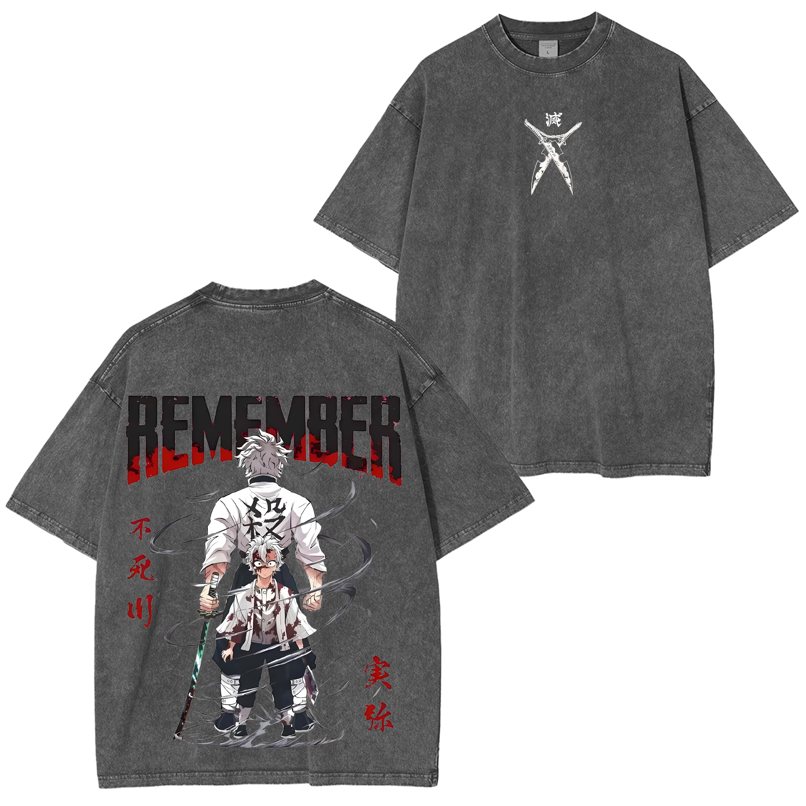 Limited Shinazugawa Sanemi 8.8 Anime Manga Washed Shirts