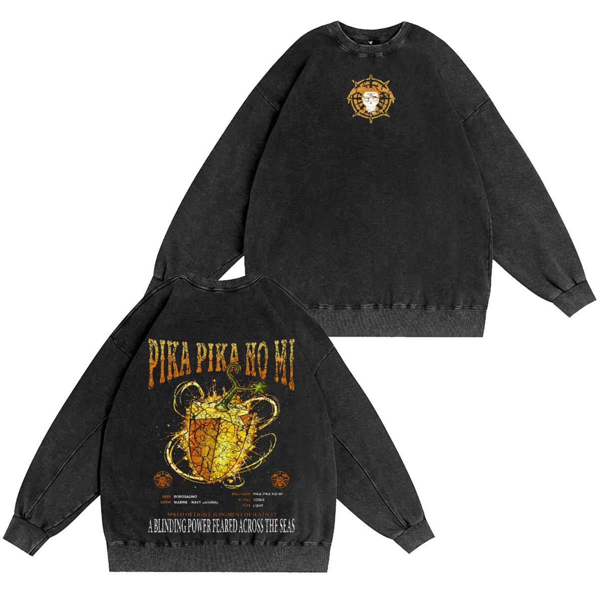 Pika Pika no Mi One Piece Vintage Washed T-shirt/Crewneck/Hoodie