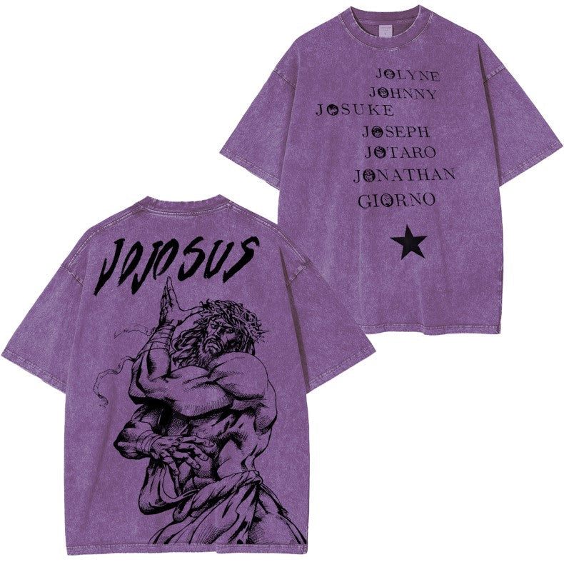 JOJO SUS Jojo's Bizarre Adventure Anime Double Printed Vintage Washed Tee