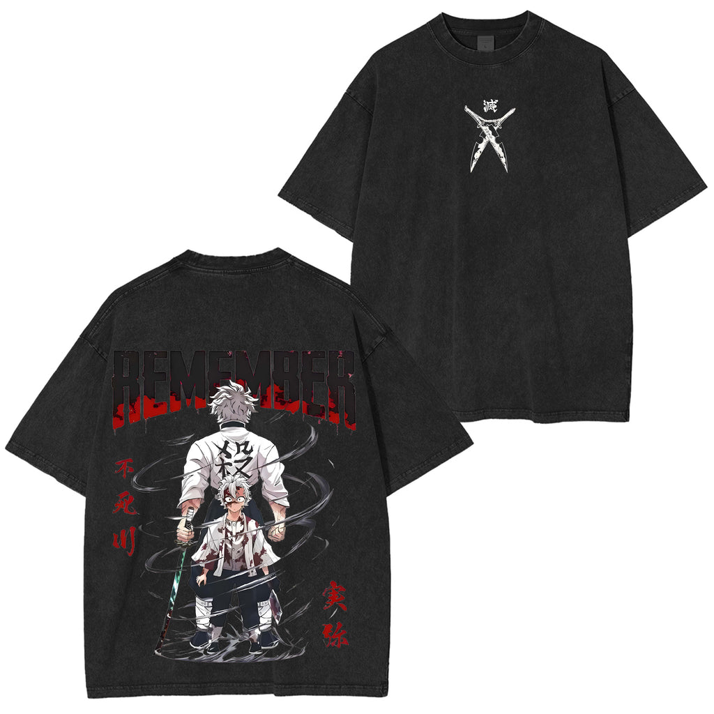 Limited Shinazugawa Sanemi 8.8 Anime Manga Washed Shirts