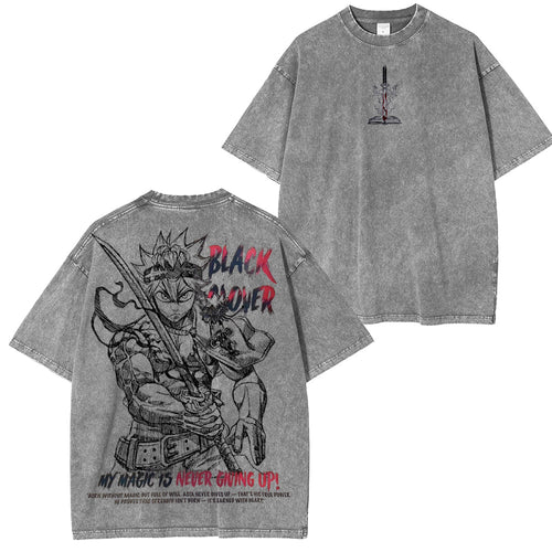 Asta Black Clover Vintage Unisex Washed T-Shirt