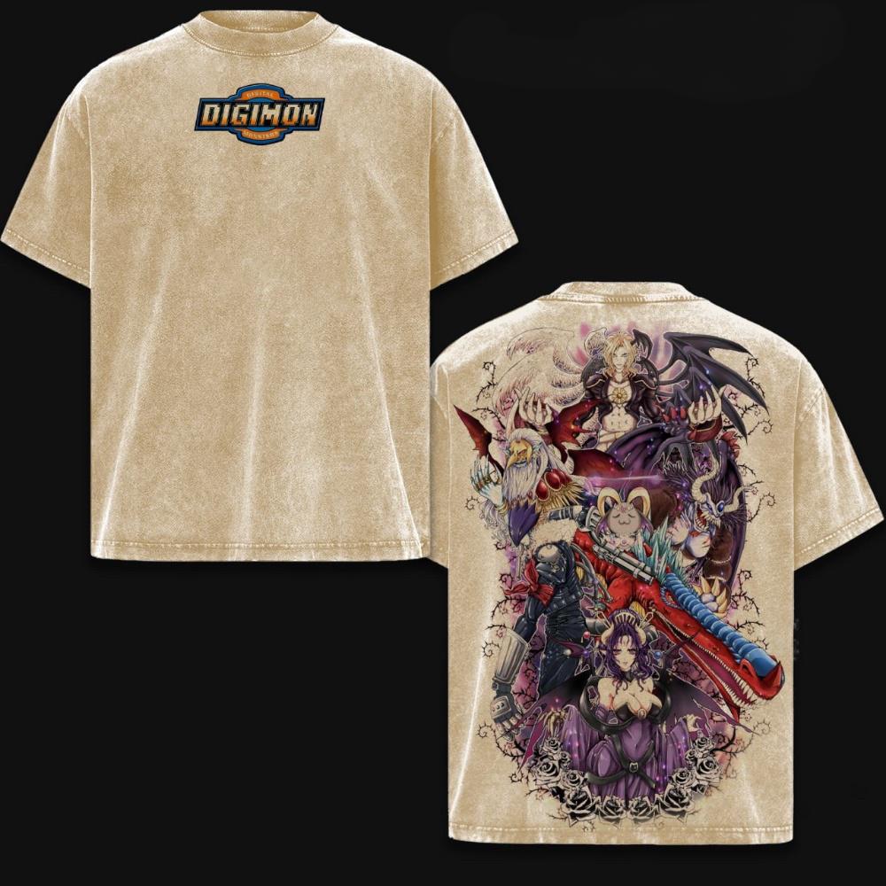 Seven Deadly Sins Digimon Anime Double Vintage Washed T-shirt/Crewneck/Hoodie