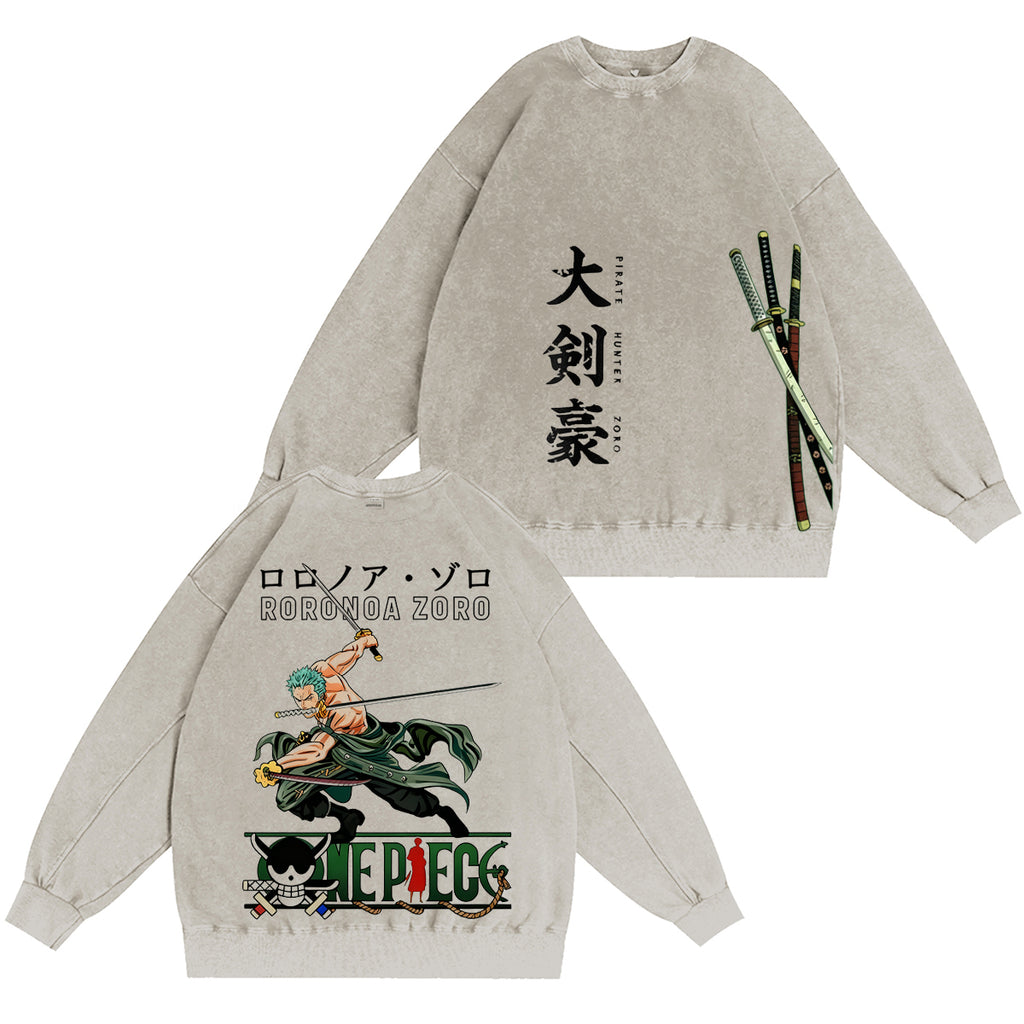 One Piece: Pirate Hunter Zoro Green Vintage washed T-shirt/Crewneck/Hoodie
