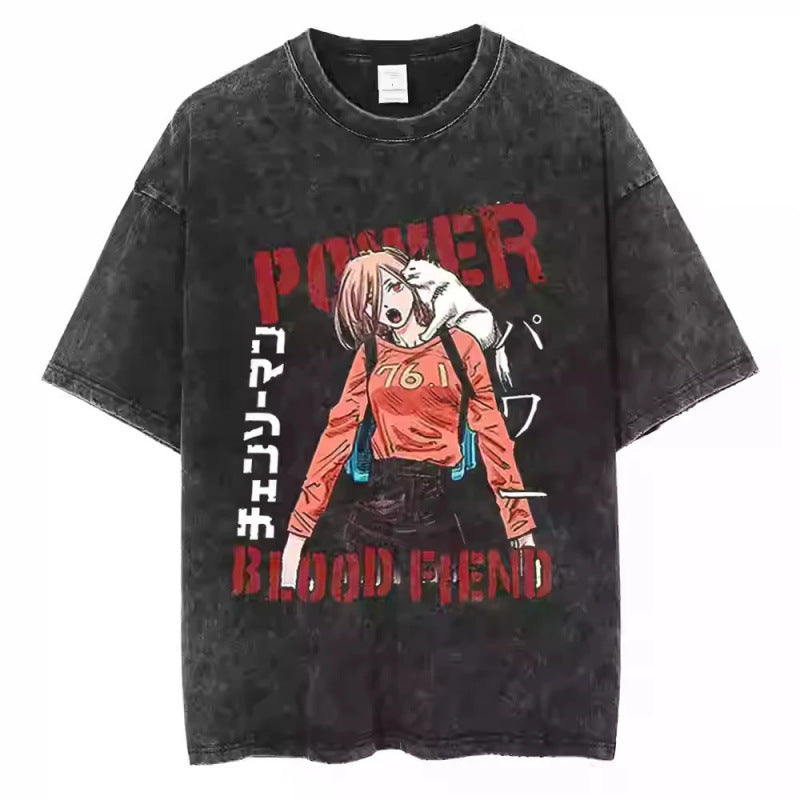 Anime Chainsaw Man T-Shirt Denji Power Makim