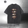 230G Couple Vintage Washed Printed T Shirt Eye Patte