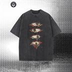 230G Couple Vintage Washed Printed T Shirt Eye Patte