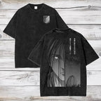 Euromax Cotton Attack On Titan Anime Acid Washed Oversize T