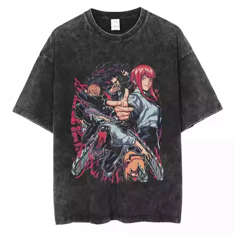 Anime Chainsaw Man T-Shirt Denji Power Makim