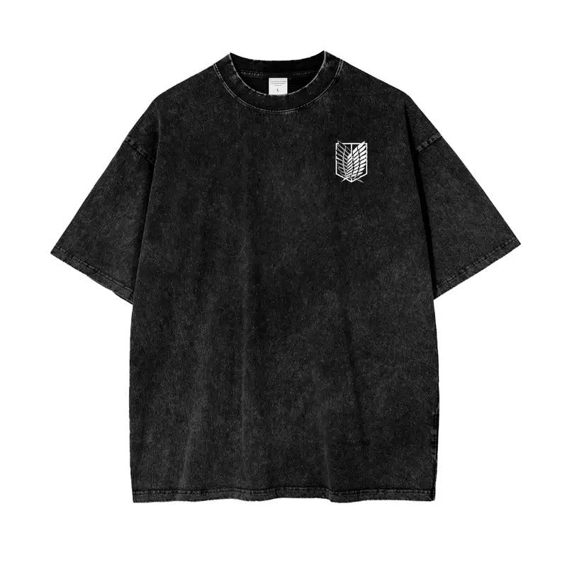 Euromax Cotton Attack On Titan Anime Acid Washed Oversize T