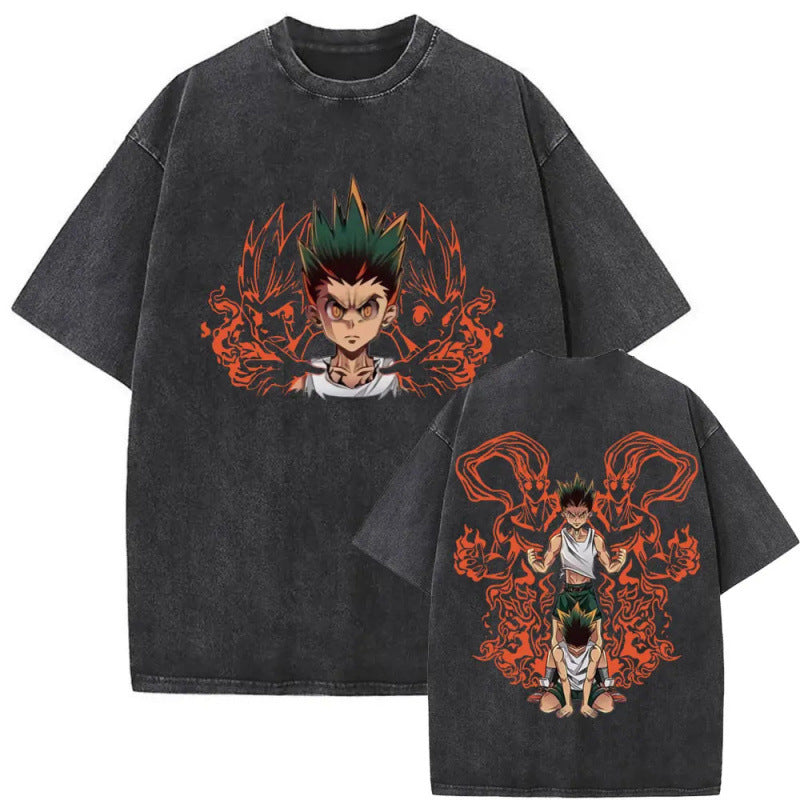 European Size Cotton Washed Vintage Anime Hunter X Hunter T Shirt