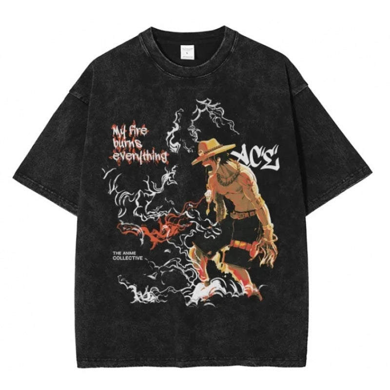 One Piece Vintage Black T-Shirt Men'S One-Pi