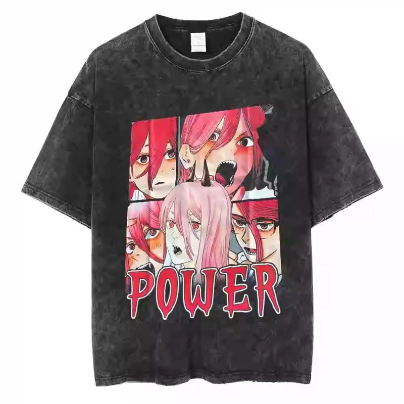 Anime Chainsaw Man T-Shirt Denji Power Makim