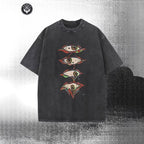 230G Couple Vintage Washed Printed T Shirt Eye Patte