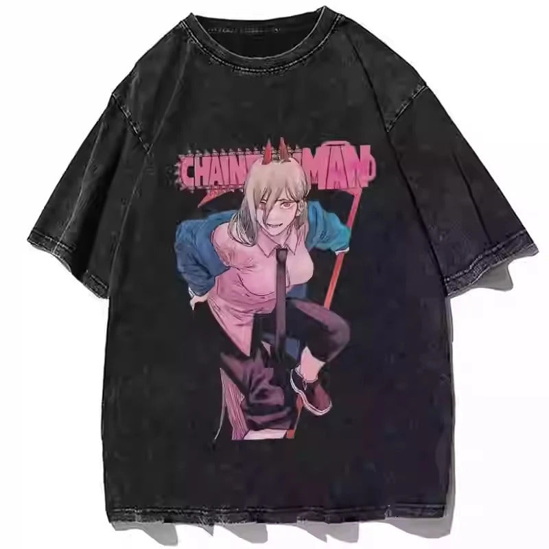 Anime Chainsaw Man T-Shirt Denji Power Makim