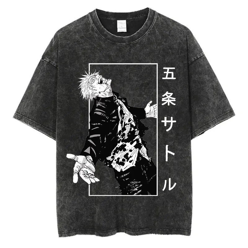 European Size Cotton Anime Jujutsu Kaisen Gojo Satoru T Shirts Wa
