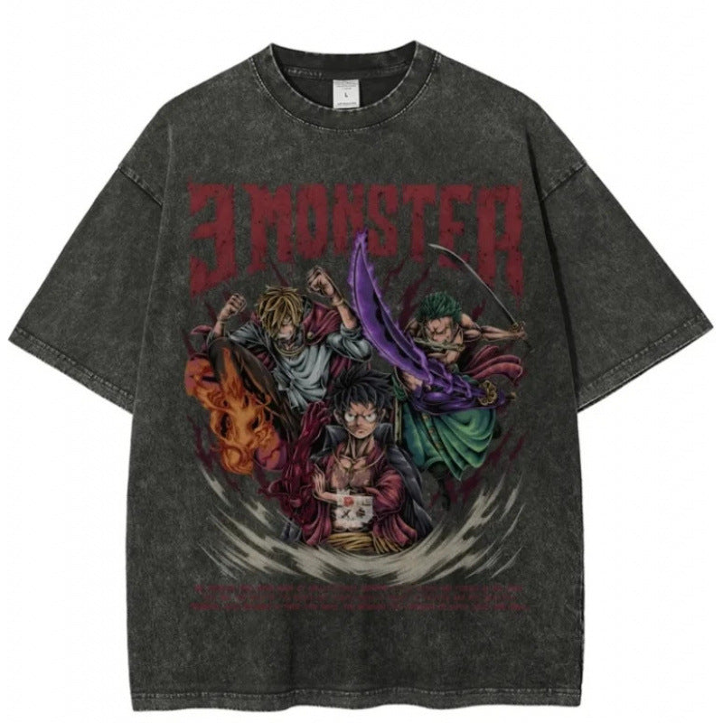 One Piece Vintage Black T-Shirt Men'S One-Pi