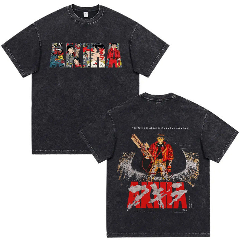 Anime Akira Vintage Washed T Shirt Movie Sci