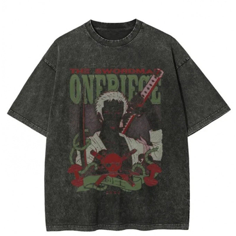 One Piece Vintage Black T-Shirt Men'S One-Pi