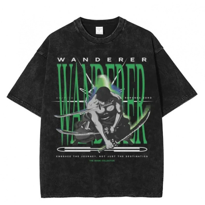 One Piece Vintage Black T-Shirt Men'S One-Pi