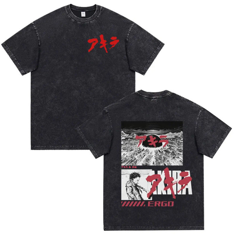 Anime Akira Vintage Washed T Shirt Movie Sci