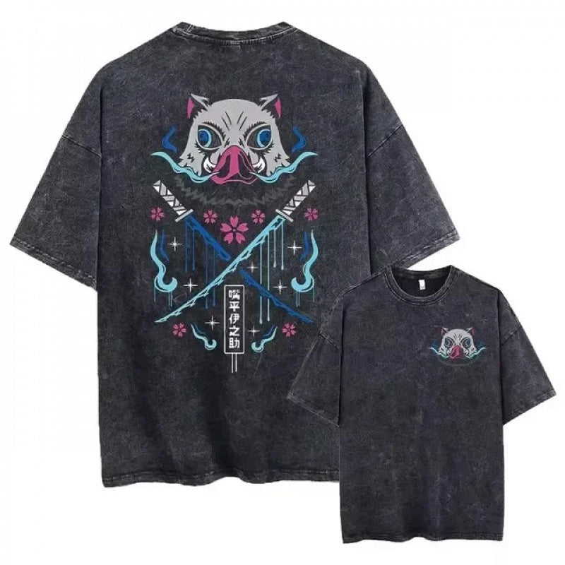 Vintage Men'S Washed T-Shirt Demon Slayer An