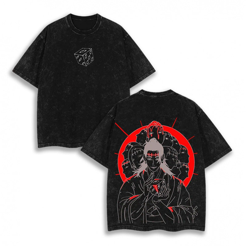 European Size Cotton Jujutsu Kaisen Acid Washed T-Shirt Vintage O