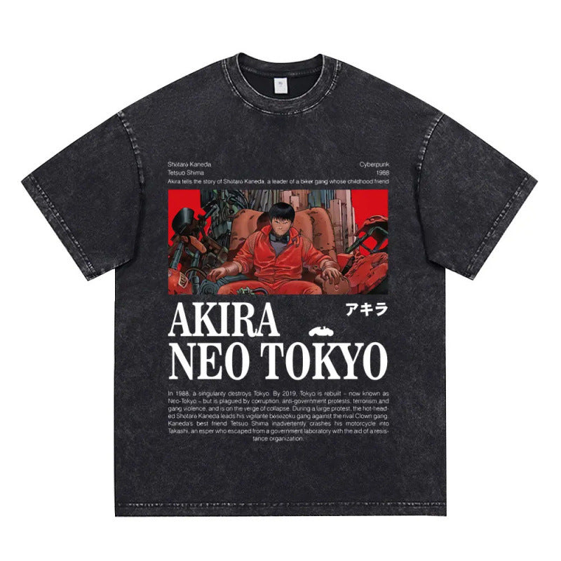 Anime Akira Vintage Washed T Shirt Movie Sci