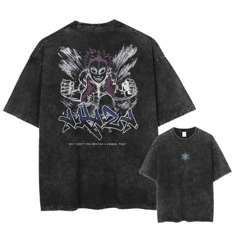 Vintage Men'S Washed T-Shirt Demon Slayer An