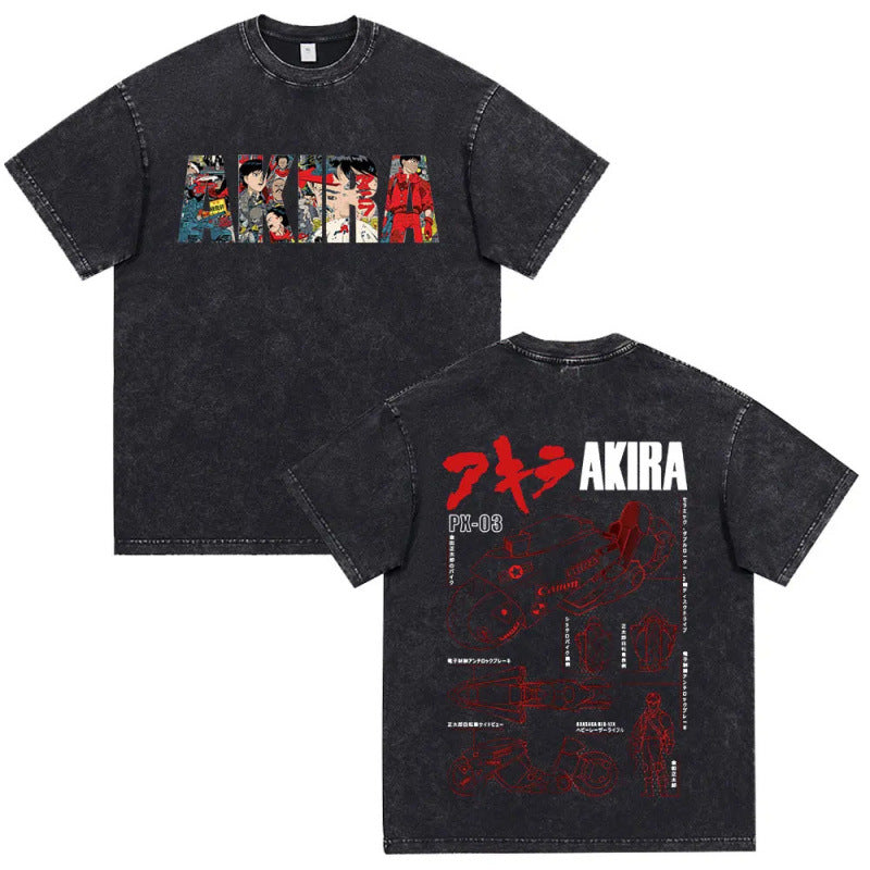 Anime Akira Vintage Washed T Shirt Movie Sci