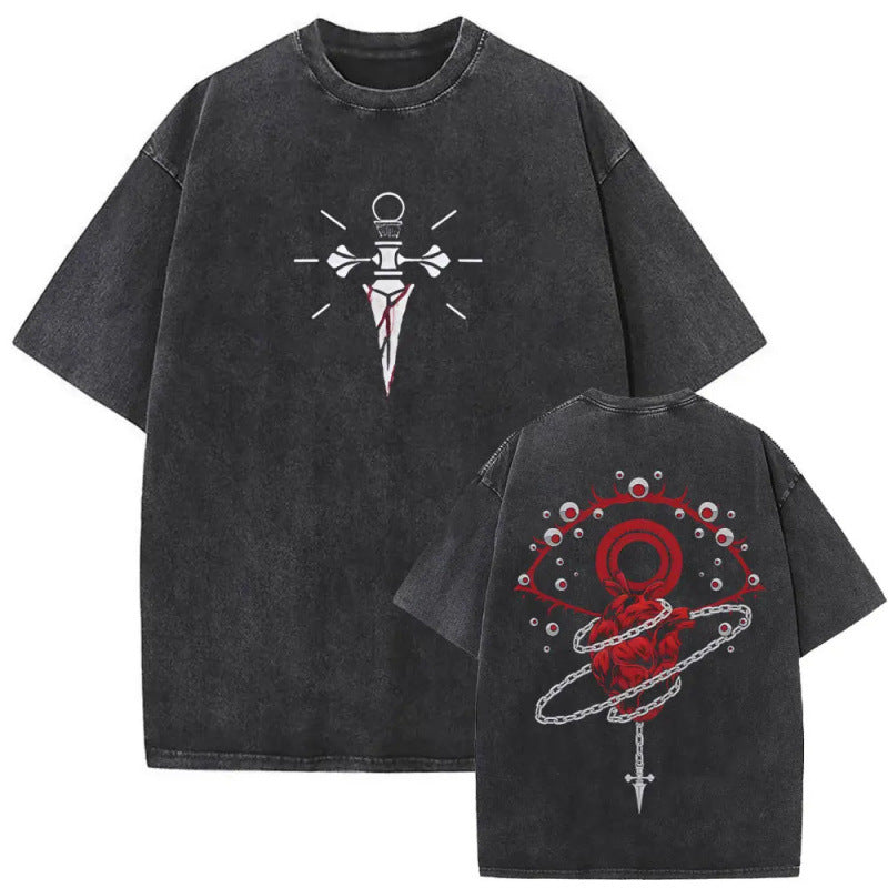European Size Cotton Washed Vintage Anime Hunter X Hunter T Shirt
